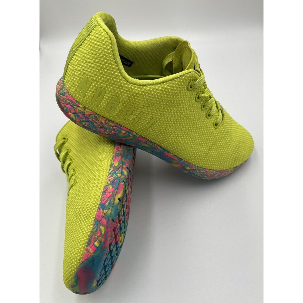 Nobull Unisex Men's 8.5 /Women's 10 Yellow Swirl Neon Glitch Trainer SuperFabric - Picture 16 of 16